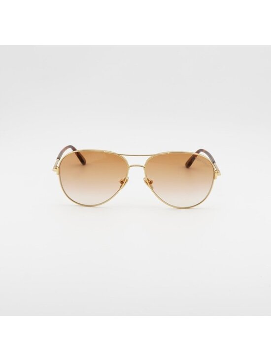 Tom Ford Clark FT0823 30F Sunglasses Gold Aviator Frame, Brown Lenses main image 7